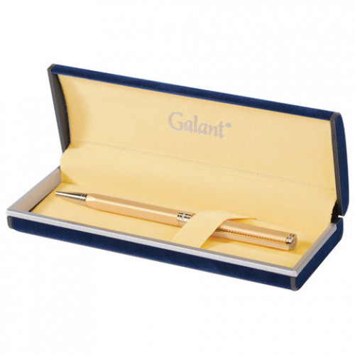 Ручка подарочная шариковая GALANT Stiletto Gold, тонкий корпус, золотистый, золотистые детали, пишущий узел 0,7 мм, синяя, 140527