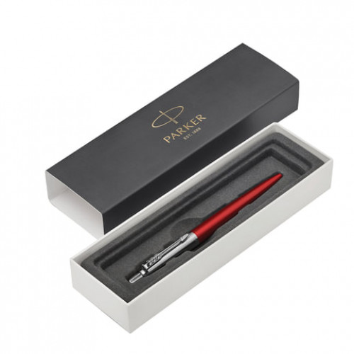 Ручка шариковая PARKER Jotter Core Kensington Red CT, корпус красный, хромированные детали, синяя, 1953187