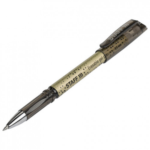 Ручка стираемая гелевая STAFF College EGP-101, ЧЕРНАЯ, хромированные детали, узел 0,5 мм, линия письма 0,35 мм, 142495