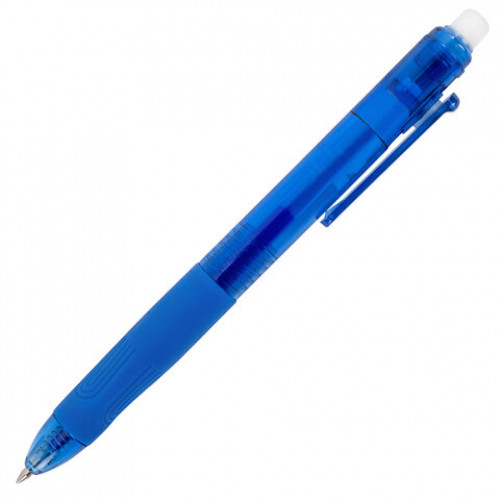 Ручки гелевые стираемые автоматические BRAUBERG DISTANT NEON COLOR, СИНИЕ, НАБОР 4 ШТУКИ, пишущий узел 0,5мм, линия письма 0,35 мм, 144432