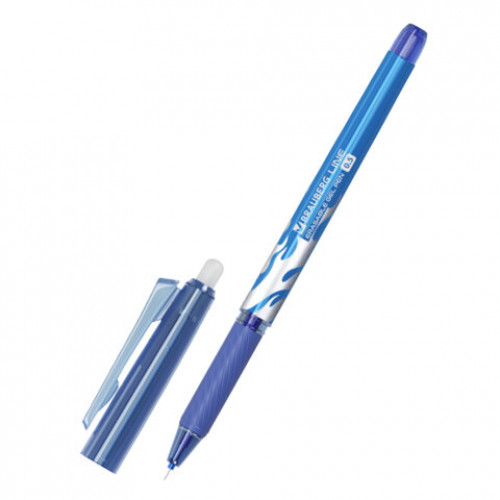 Ручка стираемая гелевая с грипом BRAUBERG LINE, СИНЯЯ, игольчатый наконечник 0,5 мм, линия письма 0,35 мм, 144433