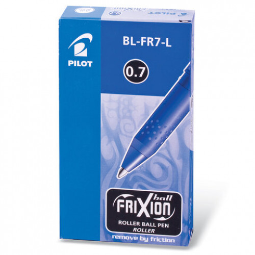 Ручка стираемая гелевая с грипом PILOT Frixion, СИНЯЯ, корпус синий, узел 0,7 мм, линия письма 0,35 мм, BL-FR-7
