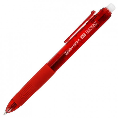 Ручки гелевые стираемые автоматические BRAUBERG DISTANT NEON COLOR, СИНИЕ, НАБОР 4 ШТУКИ, пишущий узел 0,5мм, линия письма 0,35 мм, 144432