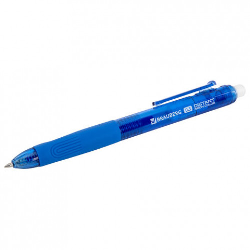 Ручки гелевые стираемые автоматические BRAUBERG DISTANT NEON COLOR, СИНИЕ, НАБОР 4 ШТУКИ, пишущий узел 0,5мм, линия письма 0,35 мм, 144432