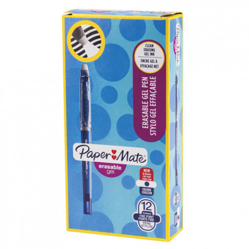 Ручка стираемая гелевая PAPER MATE Erasable Gel, СИНЯЯ, корпус синий, узел 0,7 мм, линия письма 0,5 мм, 1994724