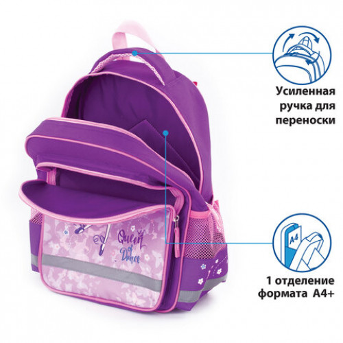 Рюкзак ПИФАГОР SCHOOL для начальной школы, Queen dance, 38х28х14 см, 229994