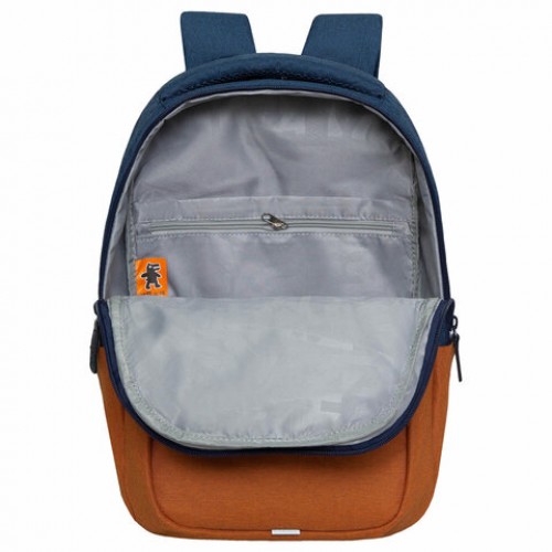 Рюкзак GRIZZLY школьный, укреп. спинка, 2 отделения, д/дев., BLUE/ORANGE, 43х27,5х16 см, RD-341-2/3