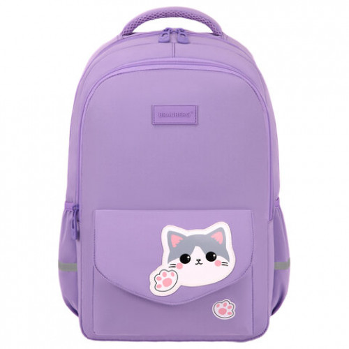 Рюкзак BRAUBERG STYLE, 2 отделения, 4 кармана, Hey all, сиреневый, 40х26х15 см, 274411
