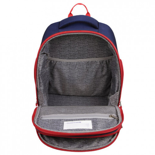 Рюкзак BRAUBERG CLASSIC, легкий каркас, премиум материал, Wild wolf, синий, 37х32х21 см, 271393