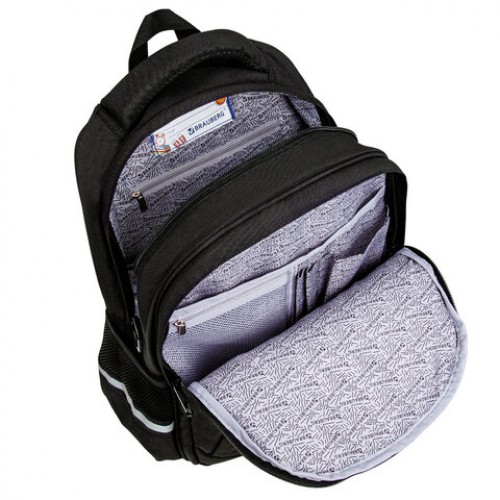 Рюкзак BRAUBERG SOFT, 2 отделения, 3 кармана, Cool cat, СВЕТЯЩИЙСЯ, 40х31х15 см, 273118