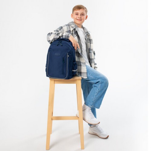 Рюкзак BRAUBERG INTENT, 2 отделения, 4 кармана, Navy blue, 39х27х14 см, 273113