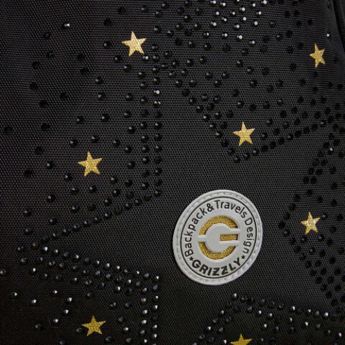 Рюкзак GRIZZLY школьный, анатомическая спинка, 3 отделения, для девочек, GOLDEN&BLACK, 40х27х20 см, RG-561-2/1
