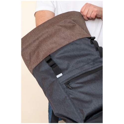 Рюкзак GRIZZLY, карман-антивор, с клапаном, трансформ. объем, ROLLTOP, 42х29х11 см, RQL-315-1/2