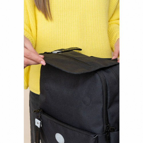 Рюкзак GRIZZLY школьный, укрепленная спинка, 2 отделения,д/дев.,CLASSIC BLACK,39х33х14см,RXL-325-1/3