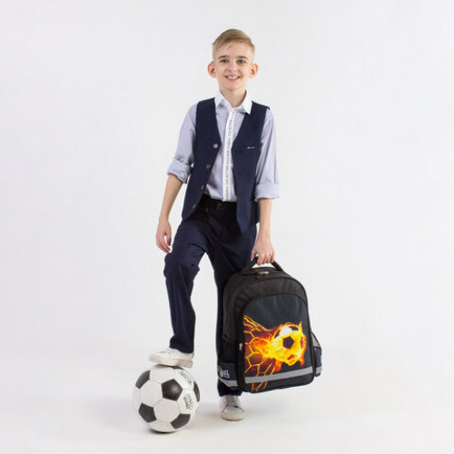 Рюкзак ПИФАГОР SCHOOL для начальной школы, Fire goal, 38x28х14 см, 270658