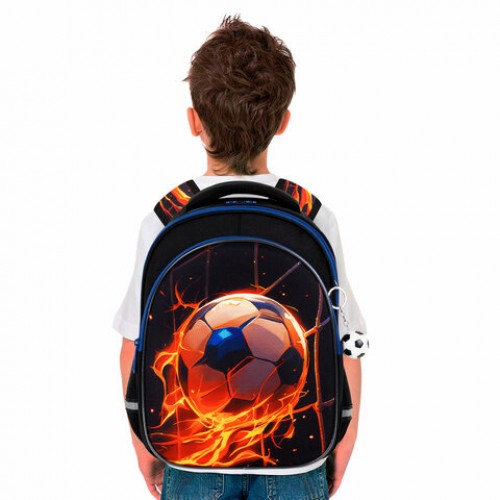 Рюкзак BRAUBERG OPTIMA, 2 отделения, с брелоком, Burning ball, 3D-панель, 36х27х18 см, 273158