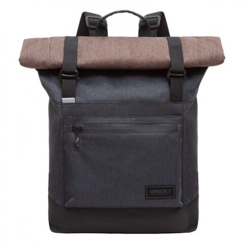 Рюкзак GRIZZLY, карман-антивор, с клапаном, трансформ. объем, ROLLTOP, 42х29х11 см, RQL-315-1/2