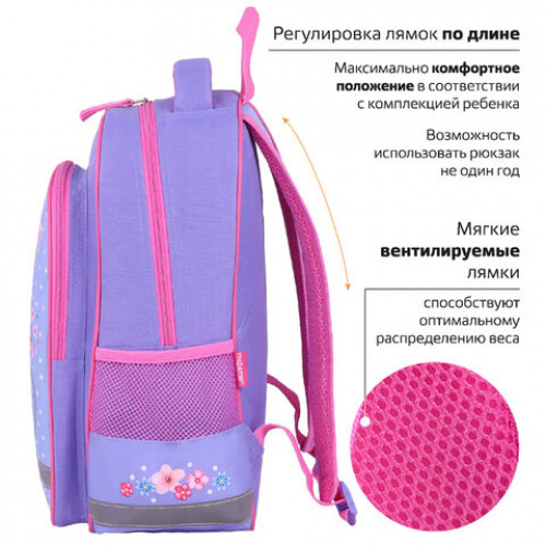 Рюкзак ПИФАГОР SCHOOL, 1 отделение, 3 кармана, Little beauty, 38x28х14 см, 271402