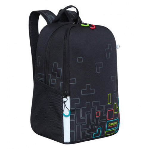 Рюкзак GRIZZLY школьный, жесткая спинка, 2 отделения, д/мальч., TETRIS, 38х29х18 см, RB-251-3/1