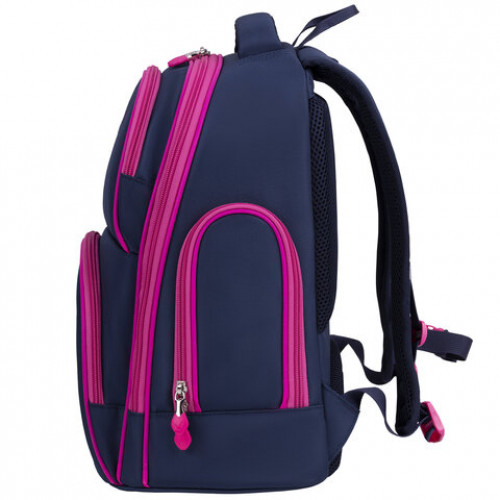 Рюкзак BRAUBERG CLASSIC, легкий каркас, премиум материал, Stars, синий, 37х32х21 см, 271394
