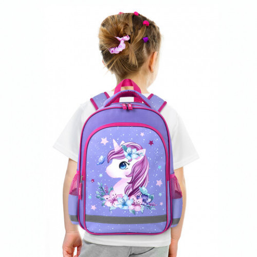 Рюкзак ПИФАГОР SCHOOL для начальной школы, Dreamy unicorn, 38x28х14 см, 270651