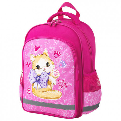 Рюкзак ПИФАГОР SCHOOL для начальной школы, Cat day, 38x28х14 см, 270656
