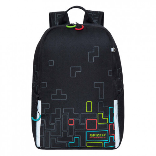 Рюкзак GRIZZLY школьный, жесткая спинка, 2 отделения, д/мальч., TETRIS, 38х29х18 см, RB-251-3/1