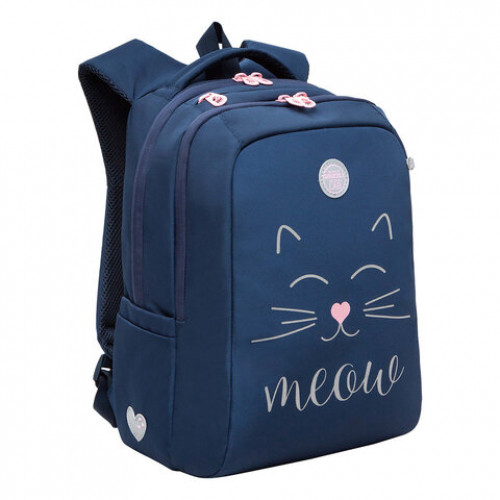 Рюкзак GRIZZLY школьный, анатомическая спинка, 2 отделения, для девочек, MEOW, 39х26х17 см, RG-366-4/2