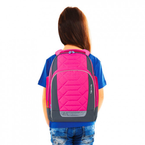 Рюкзак TIGER FAMILY школьный, Rainbow, с ортопедической спинкой, Pink Lemonade, 39х31х20 см, 228941, TGRW-012A