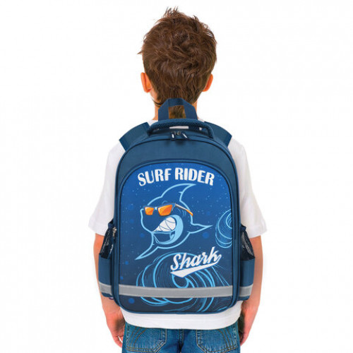 Рюкзак ПИФАГОР SCHOOL, 1 отделение, 3 кармана, Shark attack, 38x28х14 см, 271408