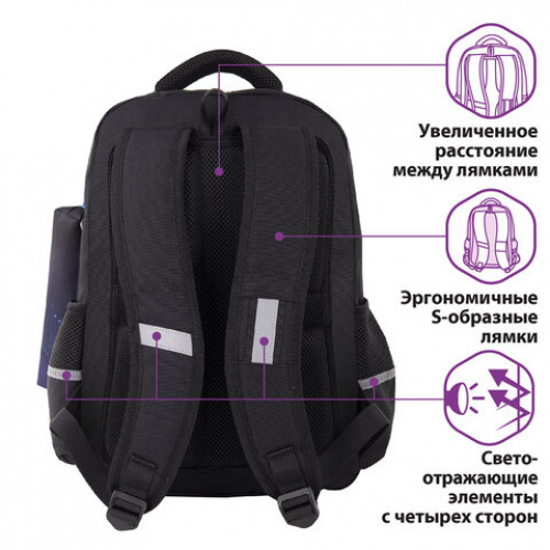 Рюкзак ЮНЛАНДИЯ COMPLETE, с пеналом в комплекте, эрго-спинка, Electro, 42х29х14 см, 270666