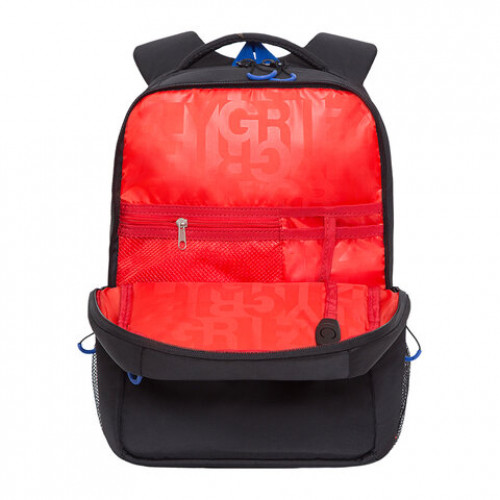 Рюкзак GRIZZLY школьный, анатомическая спинка, 2 отделения, для мальчиков, BLACK/BLUE, 39х26х19 см, RB-156-1/1