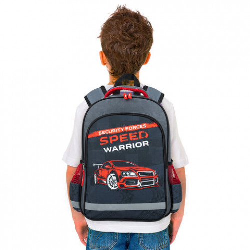 Рюкзак ПИФАГОР SCHOOL для начальной школы, Speed warrior, 38x28х14 см, 270657