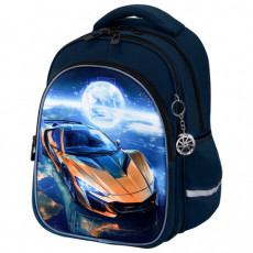 Рюкзак BRAUBERG OPTIMA, 2 отделения, с брелком, Galactic car, 3D-панель, 36х27х18 см, 274418