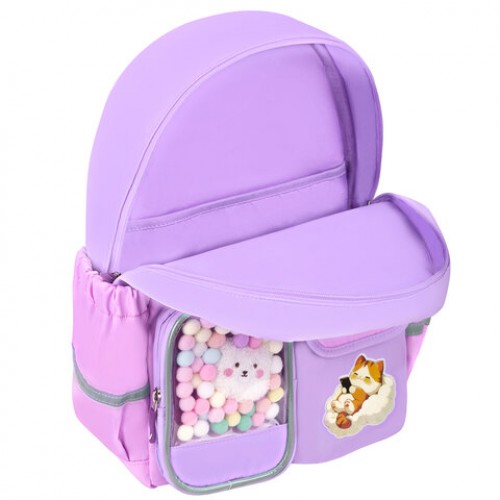 Рюкзак BRAUBERG PASTEL с термонашивками в комплекте, Not today, сиреневый, 40х29х14 см, 273127