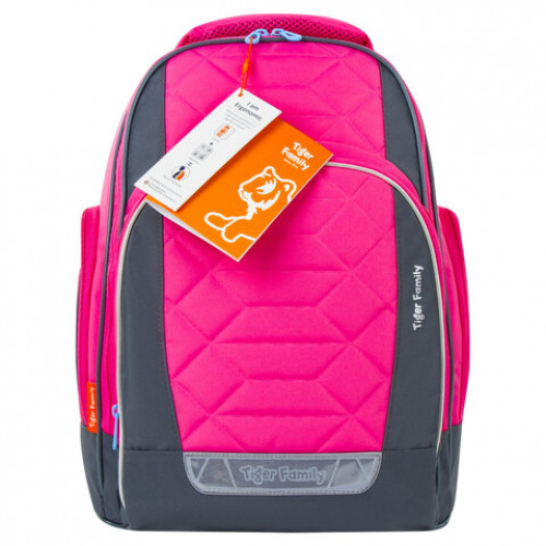 Рюкзак TIGER FAMILY школьный, Rainbow, с ортопедической спинкой, Pink Lemonade, 39х31х20 см, 228941, TGRW-012A