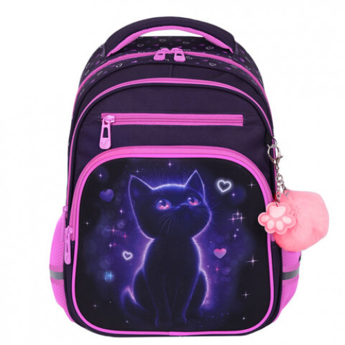 Рюкзак BRAUBERG PROFI, 2 отделения, с брелком, Lonely cat, 36х27х19 см, 274415