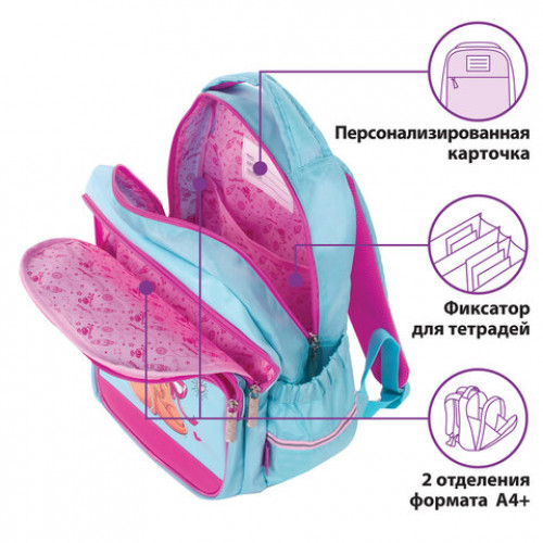 Рюкзак ЮНЛАНДИЯ MILD, 2 отделения, эрго-спинка, Princess fox, 36х28х18 см, 229958