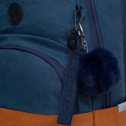 Рюкзак GRIZZLY школьный, укреп. спинка, 2 отделения, д/дев., BLUE/ORANGE, 43х27,5х16 см, RD-341-2/3