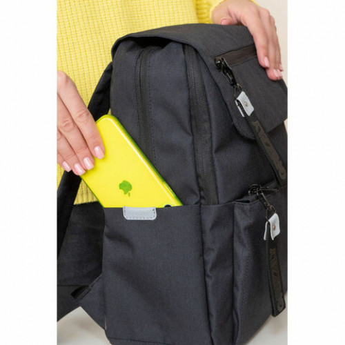 Рюкзак GRIZZLY школьный, укрепленная спинка, 2 отделения,д/дев.,CLASSIC BLACK,39х33х14см,RXL-325-1/3