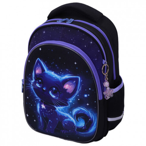 Рюкзак BRAUBERG OPTIMA, 2 отделения, с брелком, Glowing kitten, 36х27х18 см, 274417