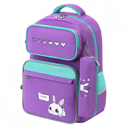 Рюкзак ЮНЛАНДИЯ COMPLETE с пеналом в комплекте, эрго-спинка, Lazy rabbit, 42х29х14 см, 274432