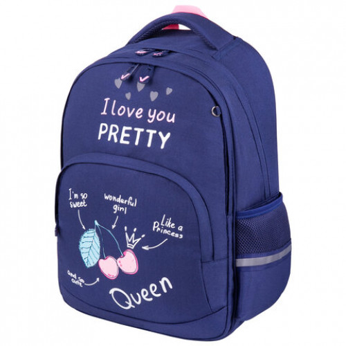 Рюкзак BRAUBERG SOFT, 2 отделения, Cherry queen, СВЕТЯЩИЙСЯ, 40х31х15 см, 270610