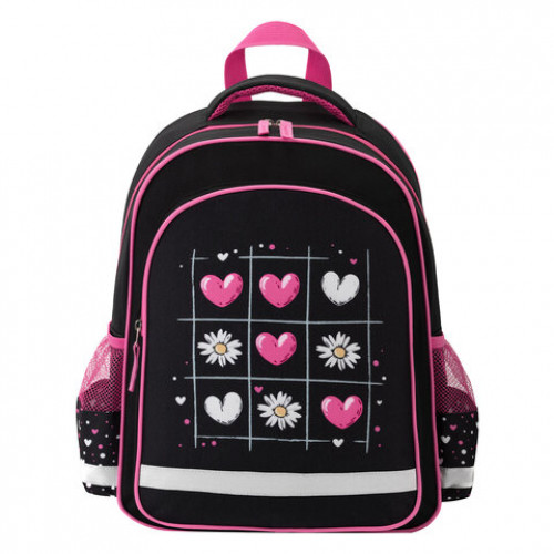 Рюкзак ПИФАГОР SCHOOL, 1 отделение, 3 кармана, Tic-tac-love, 38x28х14 см, 274438