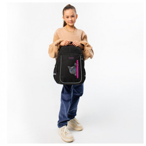 Рюкзак BRAUBERG INTENT, 2 отделения, 4 кармана, Peering cat, 39х27х14 см, 274396