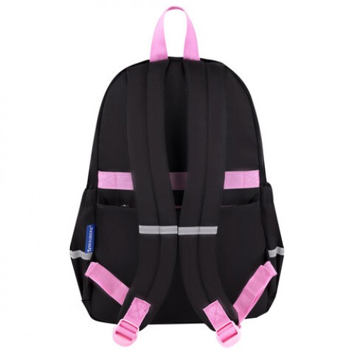 Рюкзак BRAUBERG PASTEL с термонашивками в комплекте, Black kitty, черный, 40х29х14 см, 273128