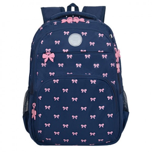 Рюкзак GRIZZLY школьный, анатом. спинка, 2 отделения, д/дев., PINK BOWS, 39х30х20 см, RG-568-2/3