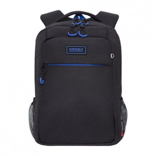 Рюкзак GRIZZLY школьный, анатомическая спинка, 2 отделения, для мальчиков, BLACK/BLUE, 39х26х19 см, RB-156-1/1