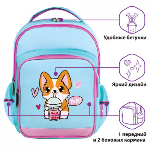 Рюкзак ЮНЛАНДИЯ MILD, 2 отделения, эрго-спинка, Corgi, 36х28х18 см, 270679