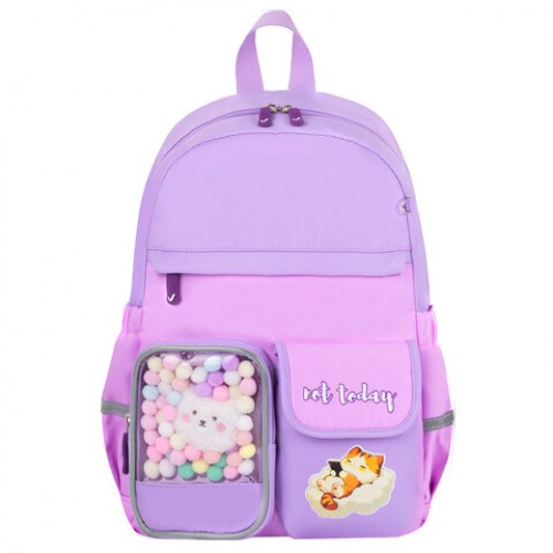 Рюкзак BRAUBERG PASTEL с термонашивками в комплекте, Not today, сиреневый, 40х29х14 см, 273127